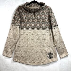 Marley Lilly Brown Large Pullover Sweatshirt Pattern‎ Monogram Initial JWR Fall